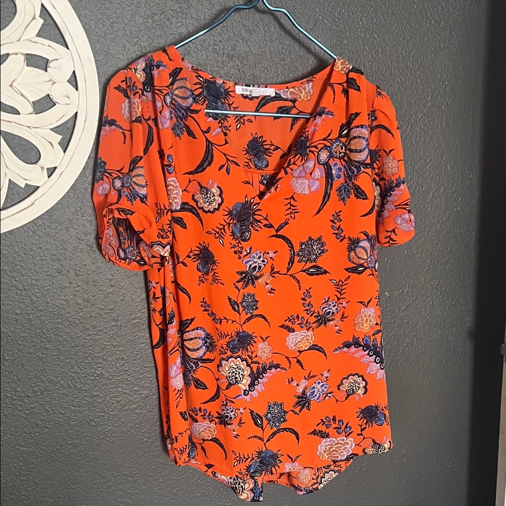 Floral Orange Women's Top medium flowy